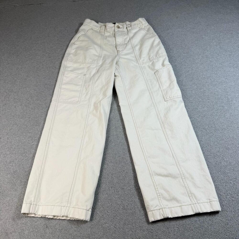 Abercrombie & Fitch Pant Women 4 White Cargo Straight Twill Pockets Academia Y2K